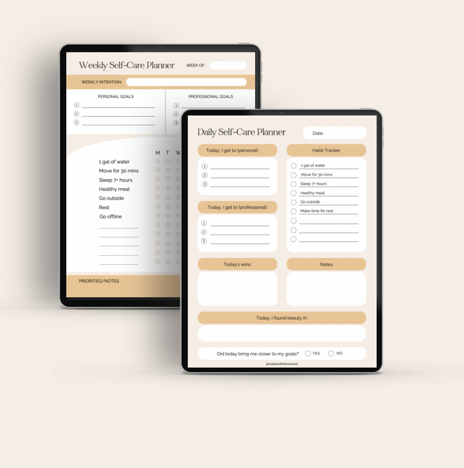 self-care planner sheets